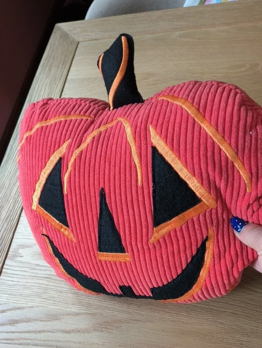 Target Hyde & Eek Halloween Corduroy Jack-O'-Lantern Pumpkin Plush Throw Pillow